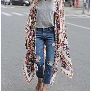 Women’s sheer Chiffon floral Kimono